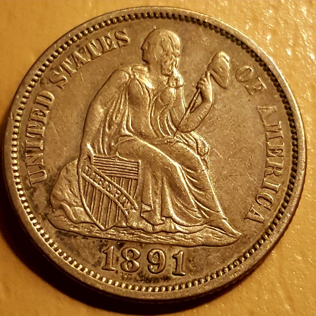 1891-Seated-Liberty-Dime-For-Grading