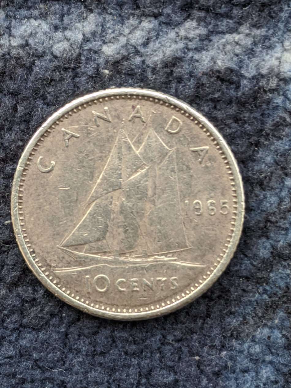 1965-Canadian-Silver-Dime,-First-Silver-Find.