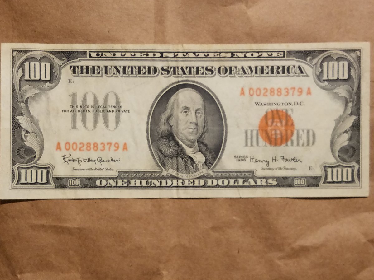 1966-$100-United-States-Note---Water-Damage,-Fake,-Error?