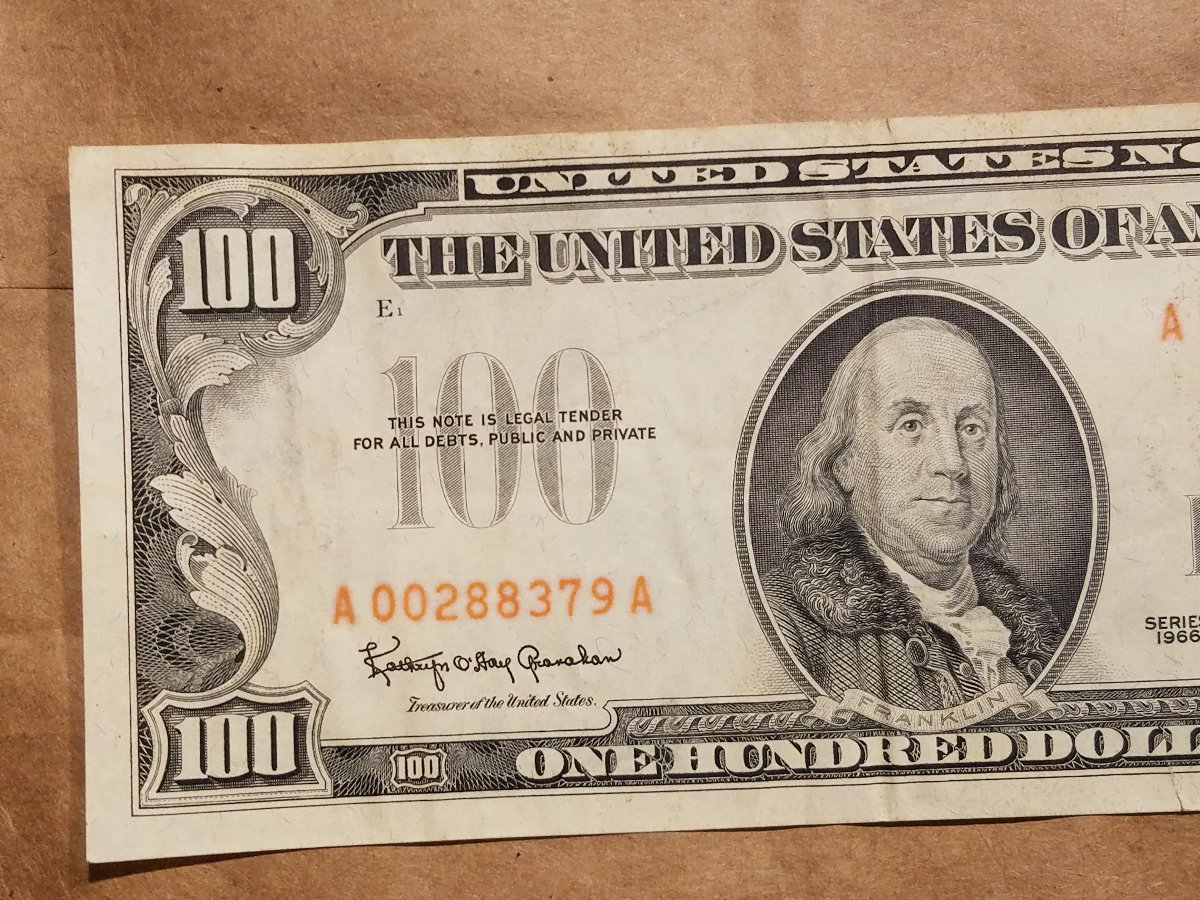 1966-$100-United-States-Note---Water-Damage,-Fake,-Error?