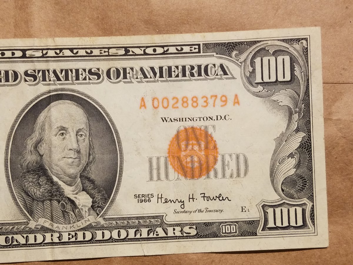 1966-$100-United-States-Note---Water-Damage,-Fake,-Error?