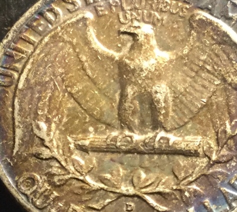 1964-Quarter-With-A-Golden-To-Root-Beer-Sunburst