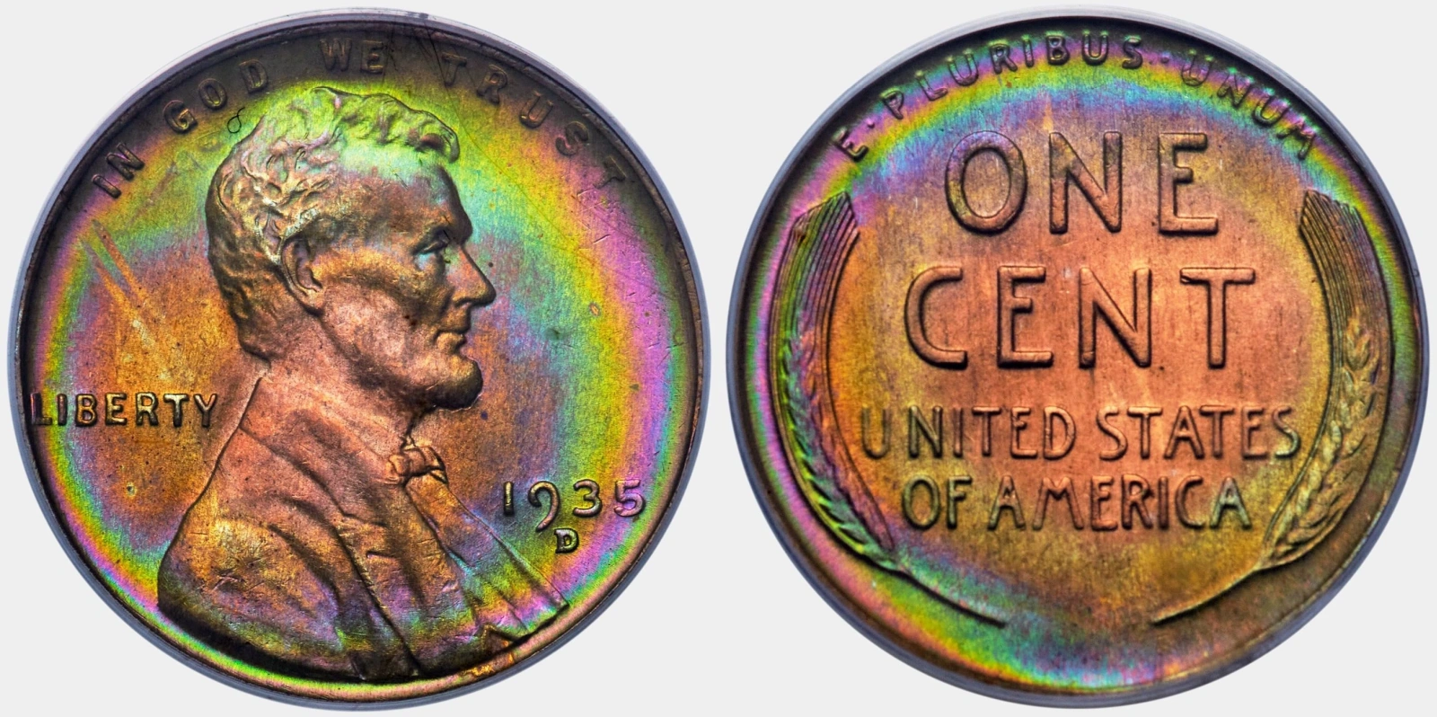 1935-D-Lincoln-Cent-PCGS-MS-65RB-Rainbow-Toned