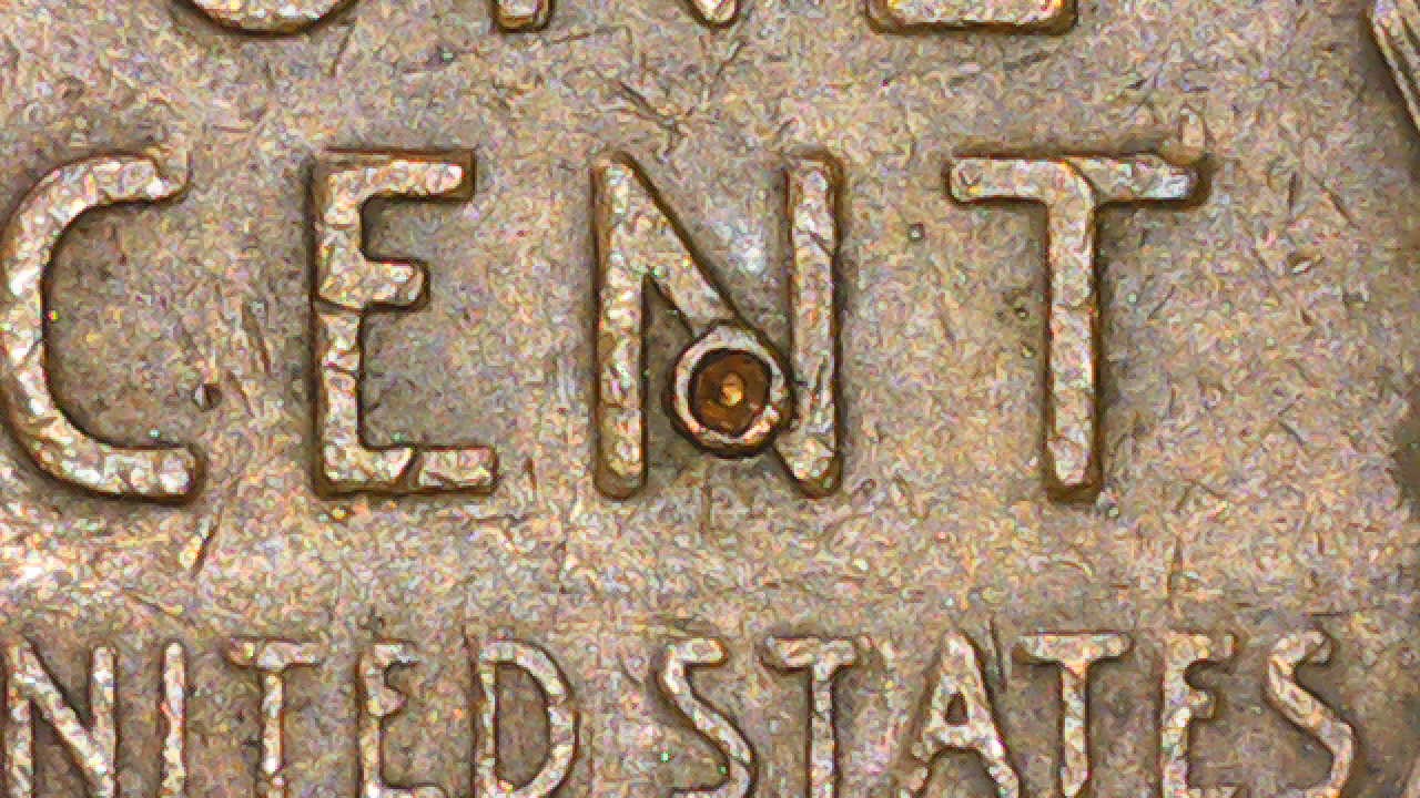 1956-D-Penny-With-Volcanic-Craters-On-Obverse-And-Reverse.--Very-Unusual
