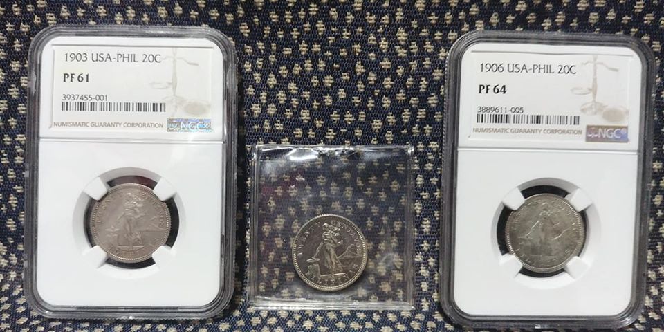 Us-Philippine-20-Centavos-Proofs-1903,-1904,-&-1906