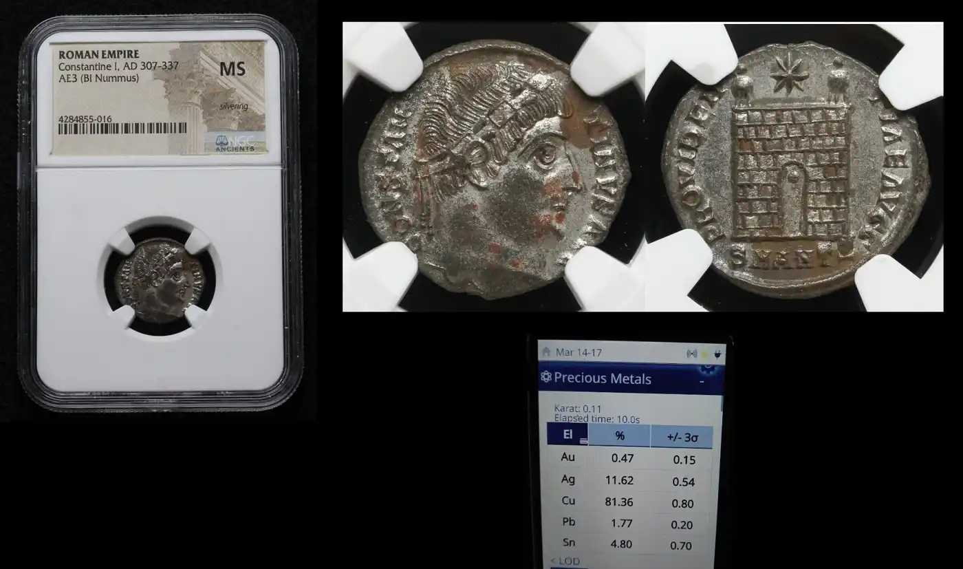 XRF-Analysis-Result-Of-Lydian-Silver-Stater,-Ionian-Electrum,-Crusader-Denier,-&-A-Constantinec-Coin