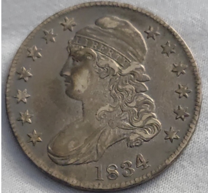 1834-Capped-Bust-1/2-Dollar-Large-Date-Small-Lettering-Out-With-The-Trash