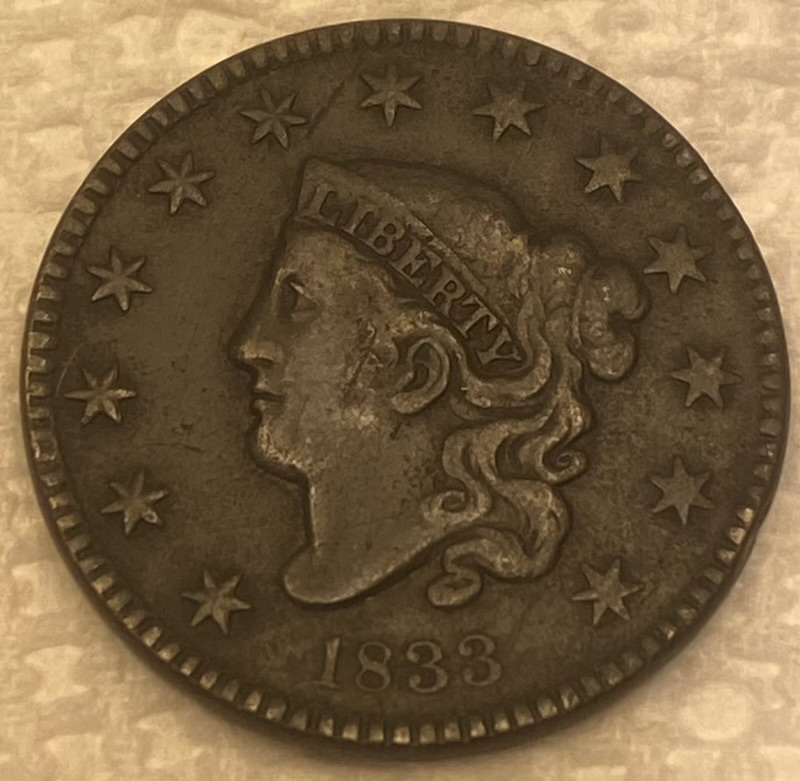 1833-Coronet-Head-Large-Cent