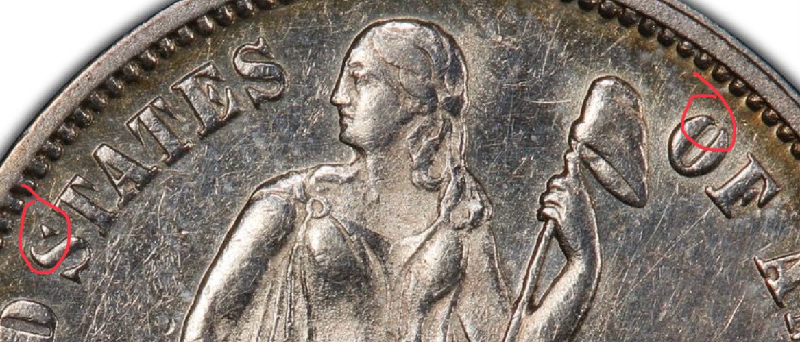 1877-Seated-Liberty-Dime---Broken-/-Incomplete-Letters---What-Causes-This?