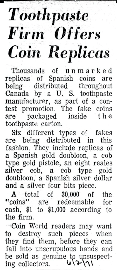 Coins-In-Toothpaste-Packages