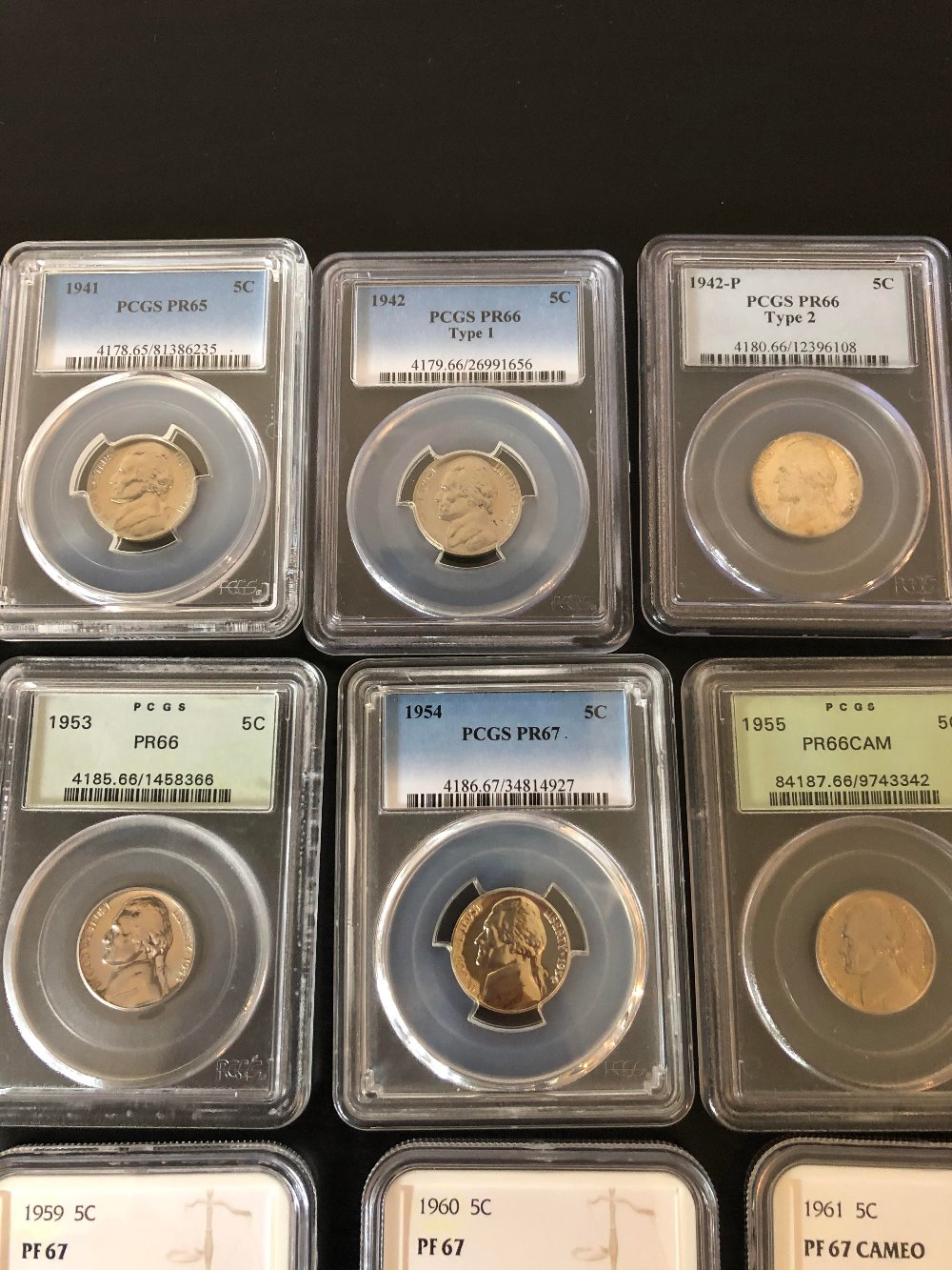 Jefferson-Nickel-Graded-Set-1938-1964-Including-Proofs
