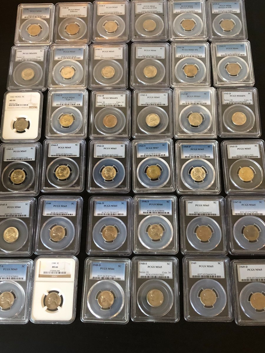 Jefferson-Nickel-Graded-Set-1938-1964-Including-Proofs