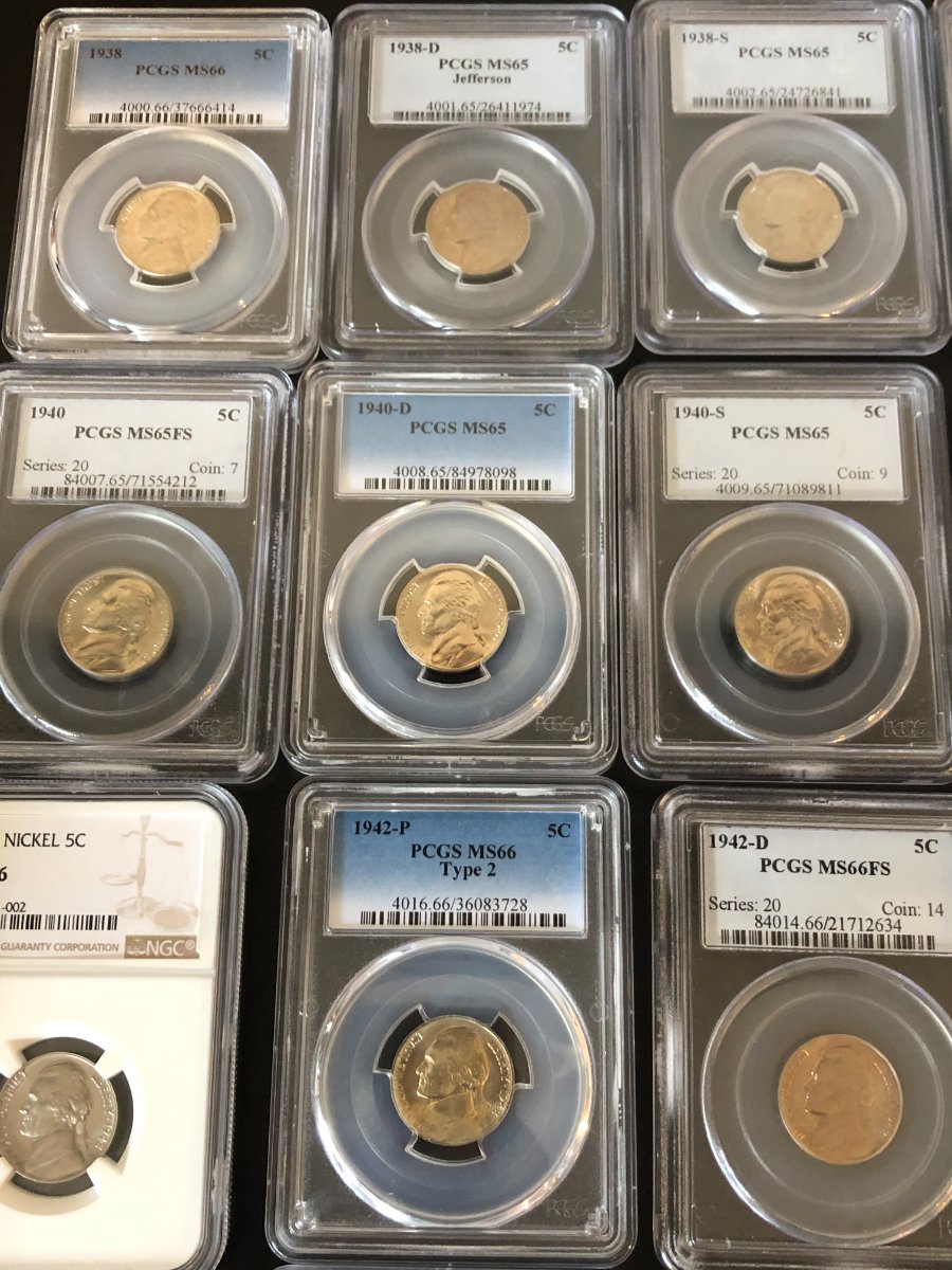 Jefferson-Nickel-Graded-Set-1938-1964-Including-Proofs