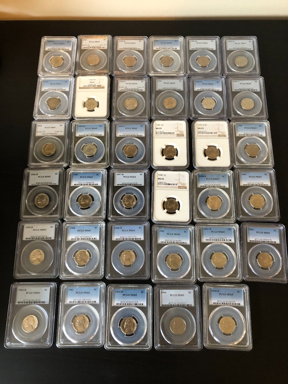 Jefferson-Nickel-Graded-Set-1938-1964-Including-Proofs