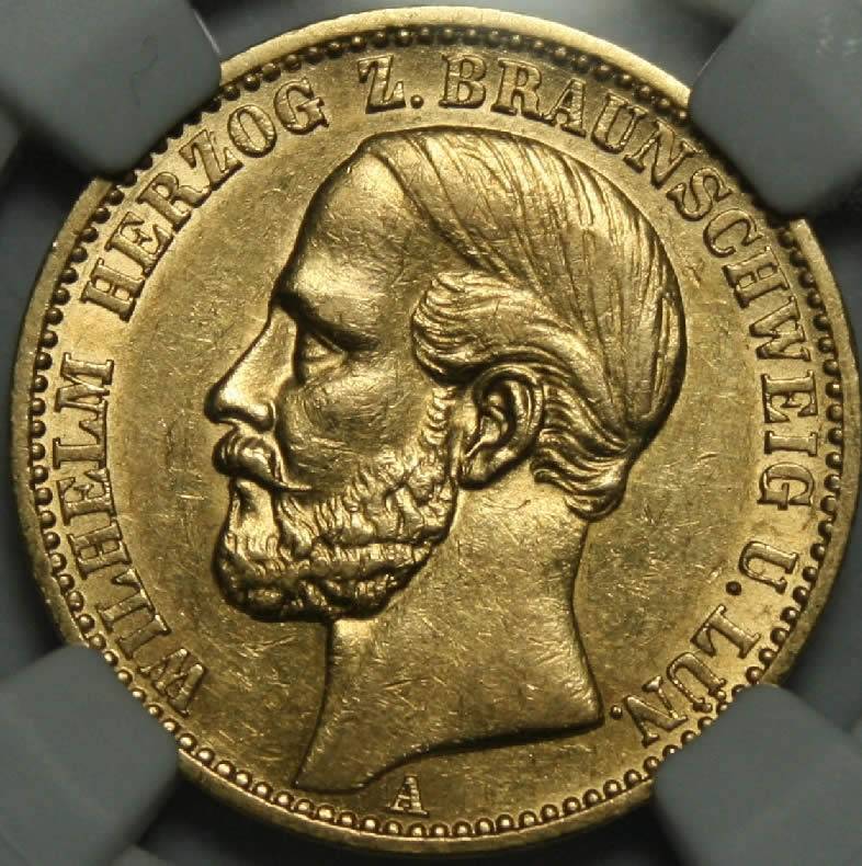 You-Vs.-NGC--20-Mark-1875-Brunswick-Wolfenbuttel-German-States