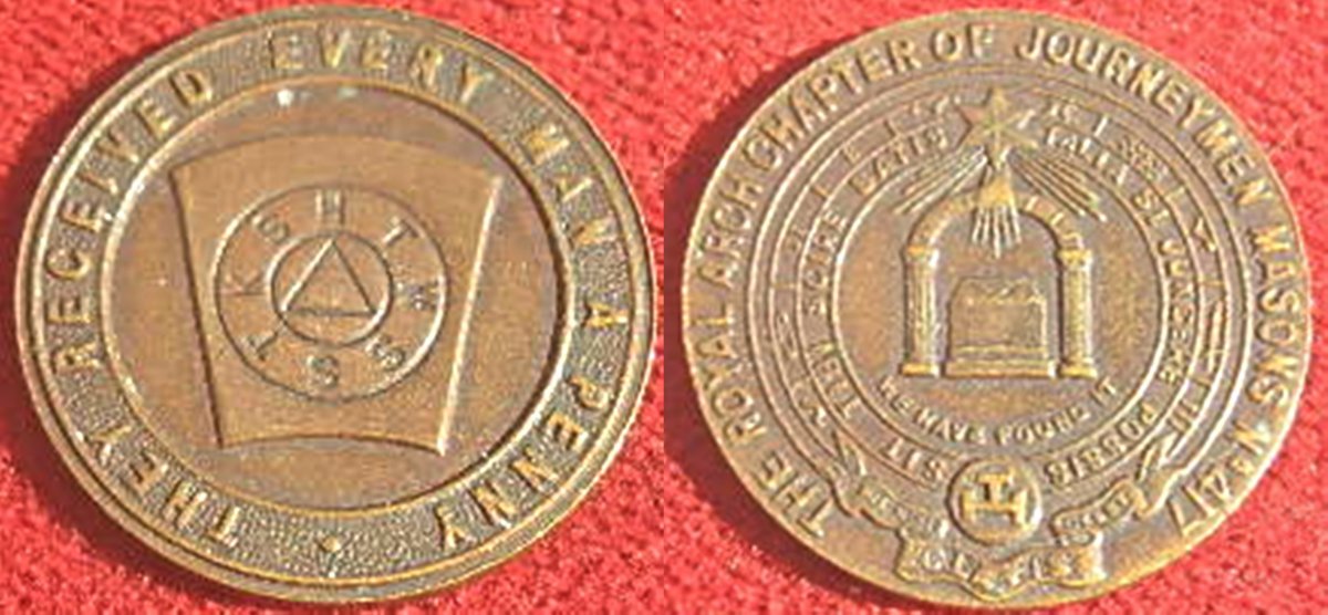 Masonic-Tokens,-Coins-And-Counter-Stamped-Pennies