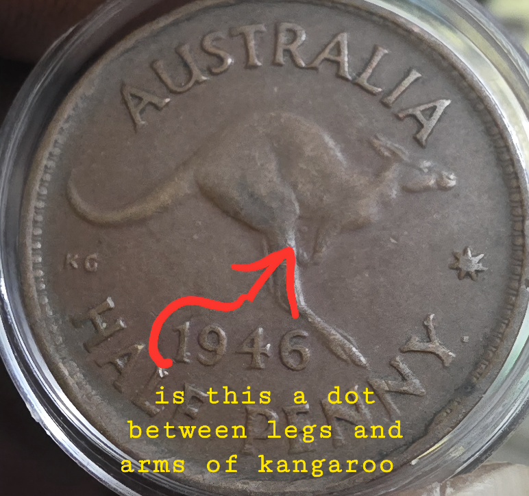 1946-Australian--Half-Penny--With-Kangaroo-Dot-Kangaroo