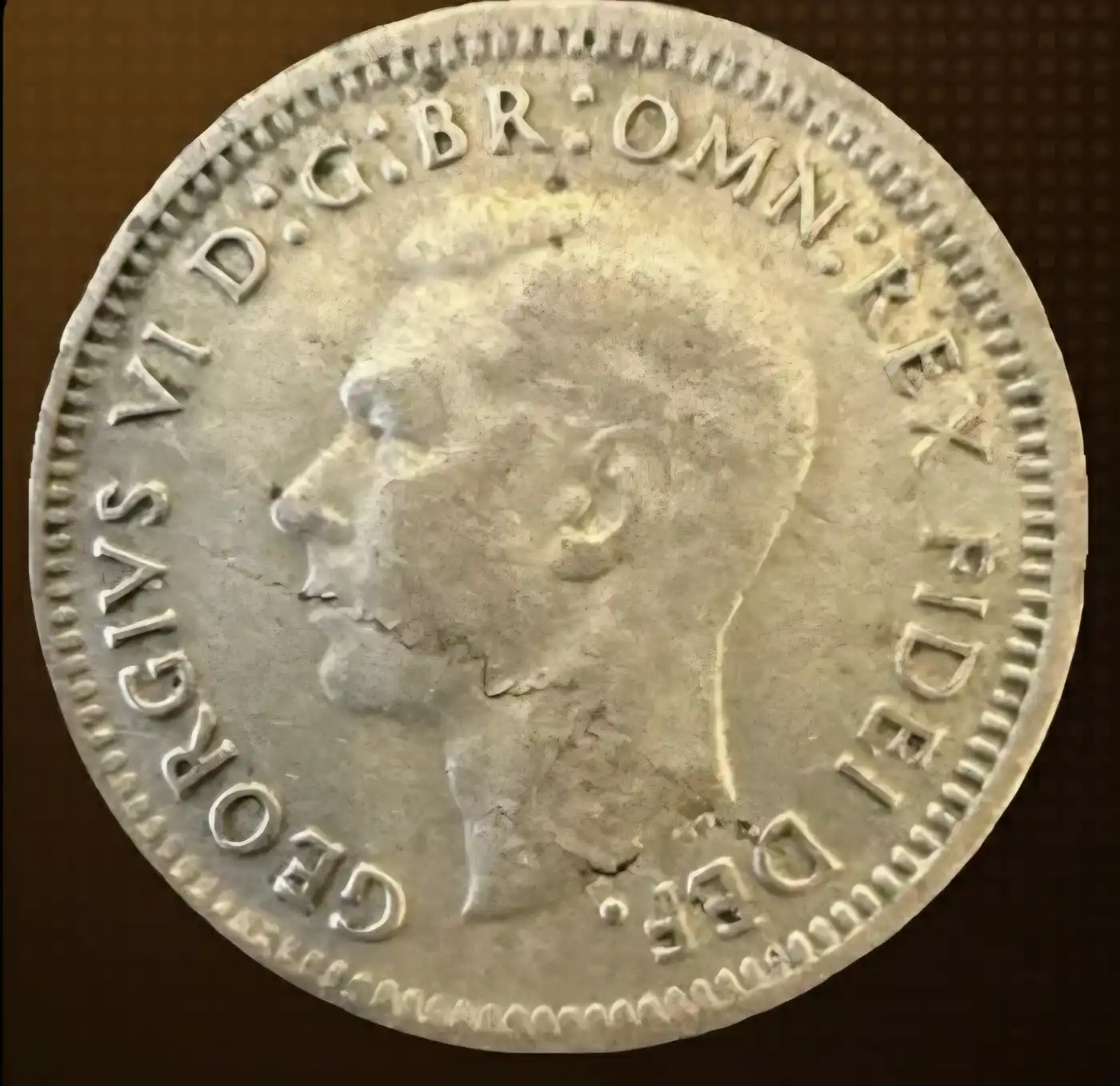 1950-Australian-Three-Pence-Die-Crack-Obverse-And-Reverse-Peel/Planchet-Flaw