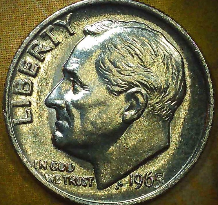 1965-Roosevelt-Dime-W/Full-Bands