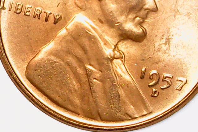 1957-D-Lincoln-Wheat-Cent-Unc.-Double-Chin-From-Machine-Doubling?