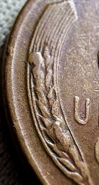 1956-Lincoln-Cent--Cracked-Skull,-Huge-Die-Chip-