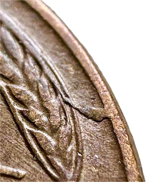 1957-D-Lincoln-Wheat-Cent--Die-Chip-On-Rim-