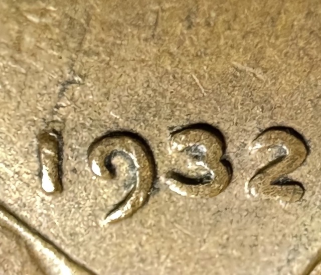 1932-Lincoln-Cent-Lamination+retained-Cud?
