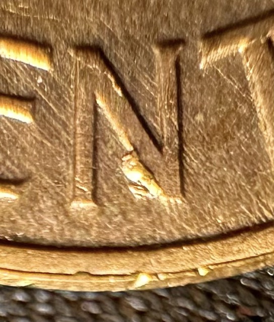 1960-D-Lincoln-Cent-Bie,-Cracked-Skull,-Die-Chips--And-Fold-Over-Lamination?