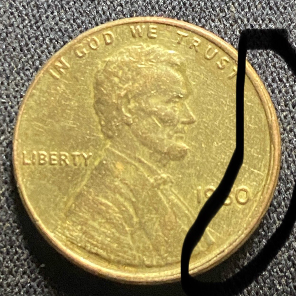 1980-Cent:-Gold-Color-And-Odd-Obverse-Rim