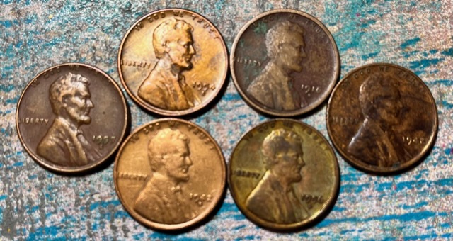 6-Wheat-Pennie's,-6-Different-Colors