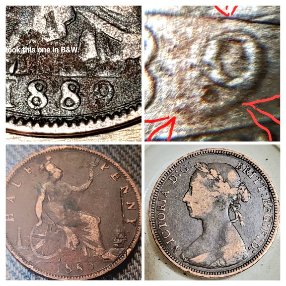 British-1889-Half-Penny-9-Over-8-?