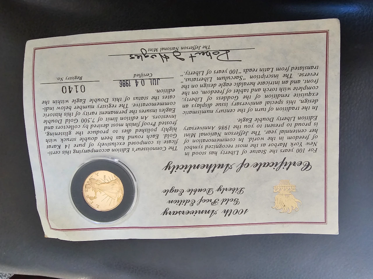 1986-Silver-Double-Eagle---Gold-Proof-Version