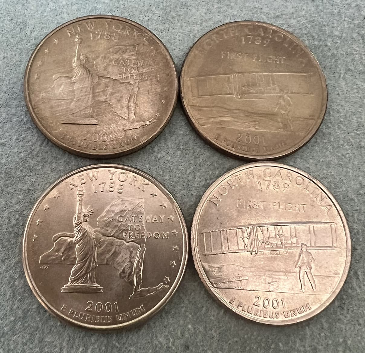 2001-P-Unc.-Quarters-Color-?-Ny-&-Nc