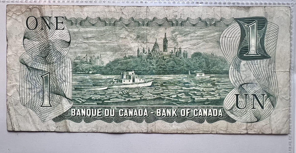 Canadian-1973-$1-Note-With-Fh-Prefix-To-S/N