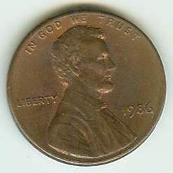1986-Lincoln-Memorial-Cent---Raised-Metal-On-Lincoln-Chest