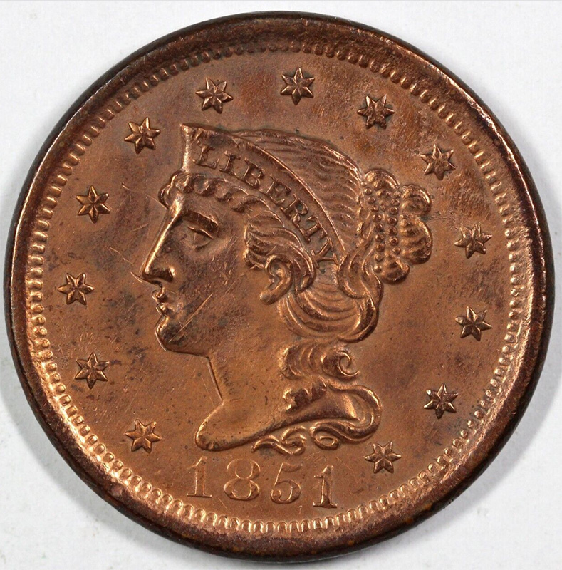 1851-Braided-Hair-Cent---Details---What-Is-This-Coin-Worth?
