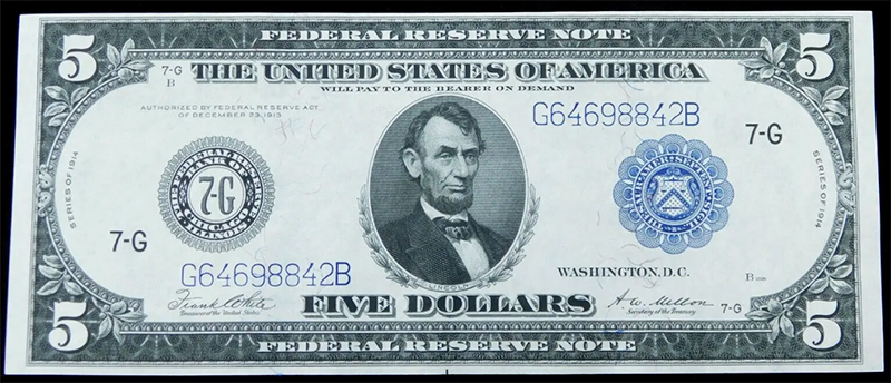 1914-$5-Federal-Reserve-Note---Opinions-And-Grade
