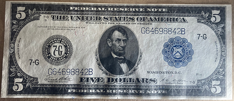 1914-$5-Federal-Reserve-Note---Opinions-And-Grade