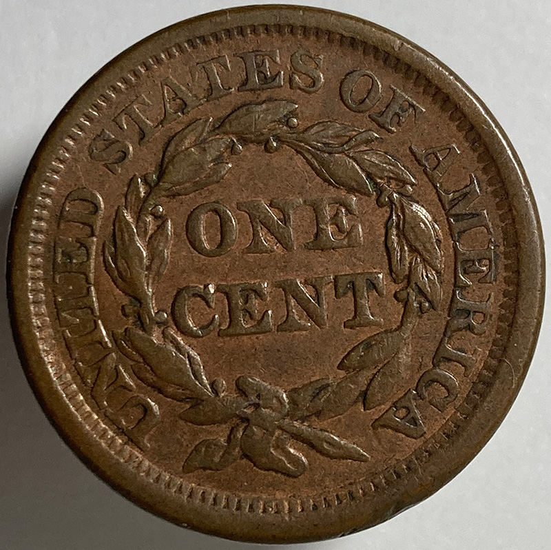 1856-Slant-5-Braided-Hair-Cent---Grade-And-Comments