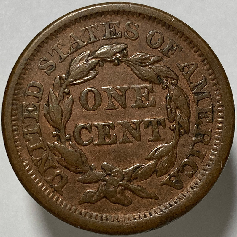 1856-Slant-5-Braided-Hair-Cent---Grade-And-Comments