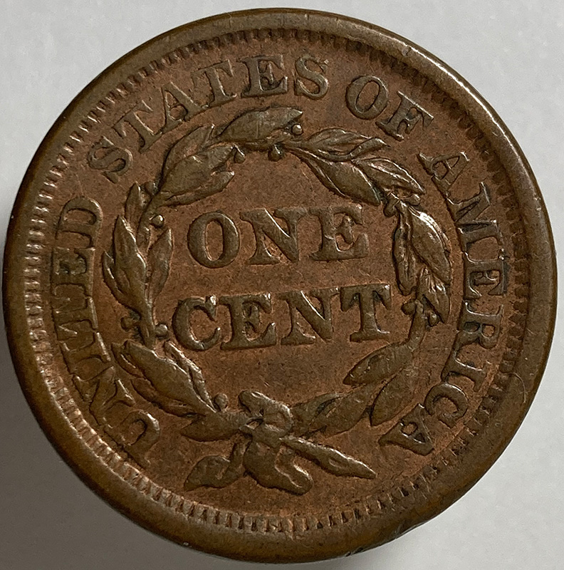 1856-Slant-5-Braided-Hair-Cent---Grade-And-Comments