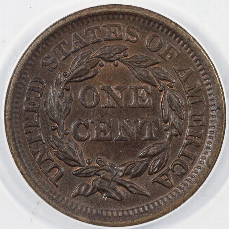 1856-Slant-5-Braided-Hair-Cent-For-Evaluation-And-Grade
