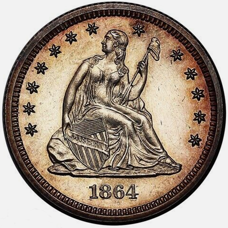 1864-Seated-Liberty-Quarter---Proof