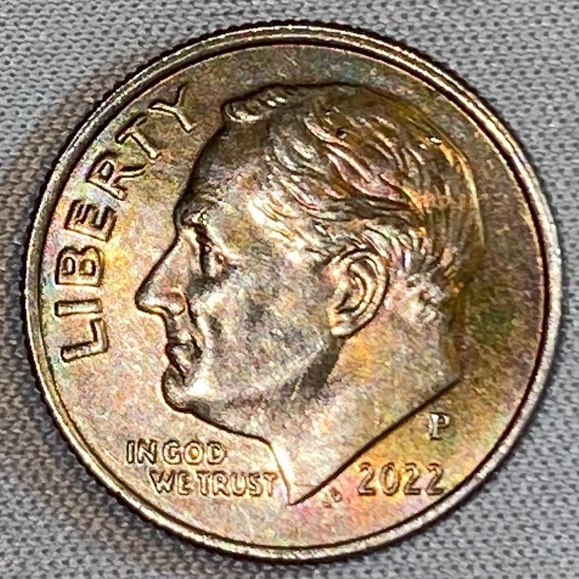 2022-P-Dime-Different-Colors---Damage-After-Minting?