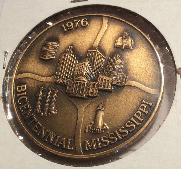 1776-1976-Mississippi-Bicentennial-Natchez-Trace-Medal-36mm-.96-Ounce
