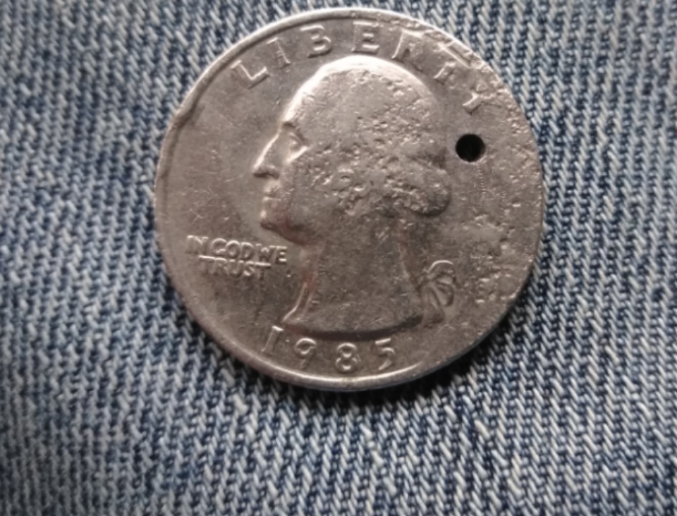 1985-Washington-Quarter-Hole-Through-Quarter..-PMD?