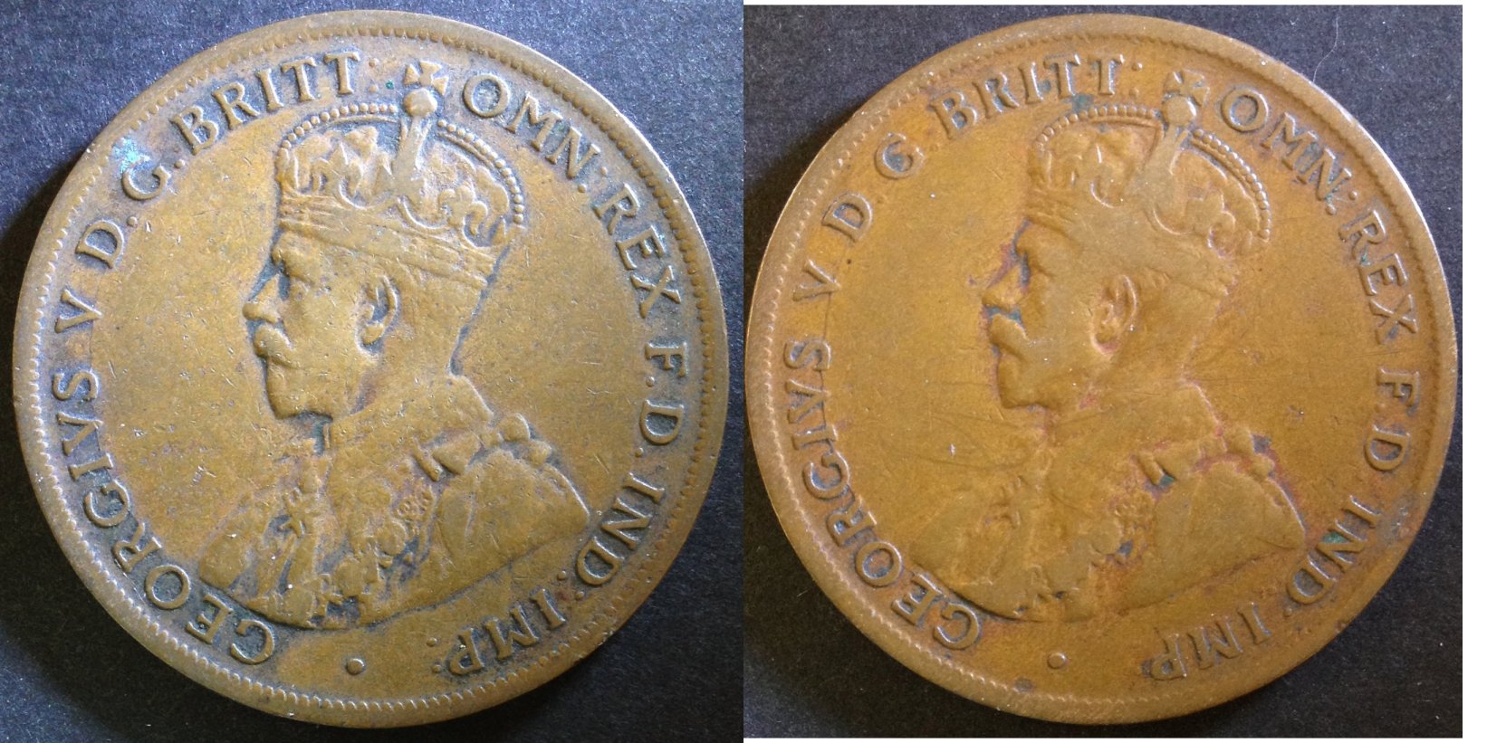 2-X-1924-Pennies--With-2-Identical-Die-Cracks.-Twins?