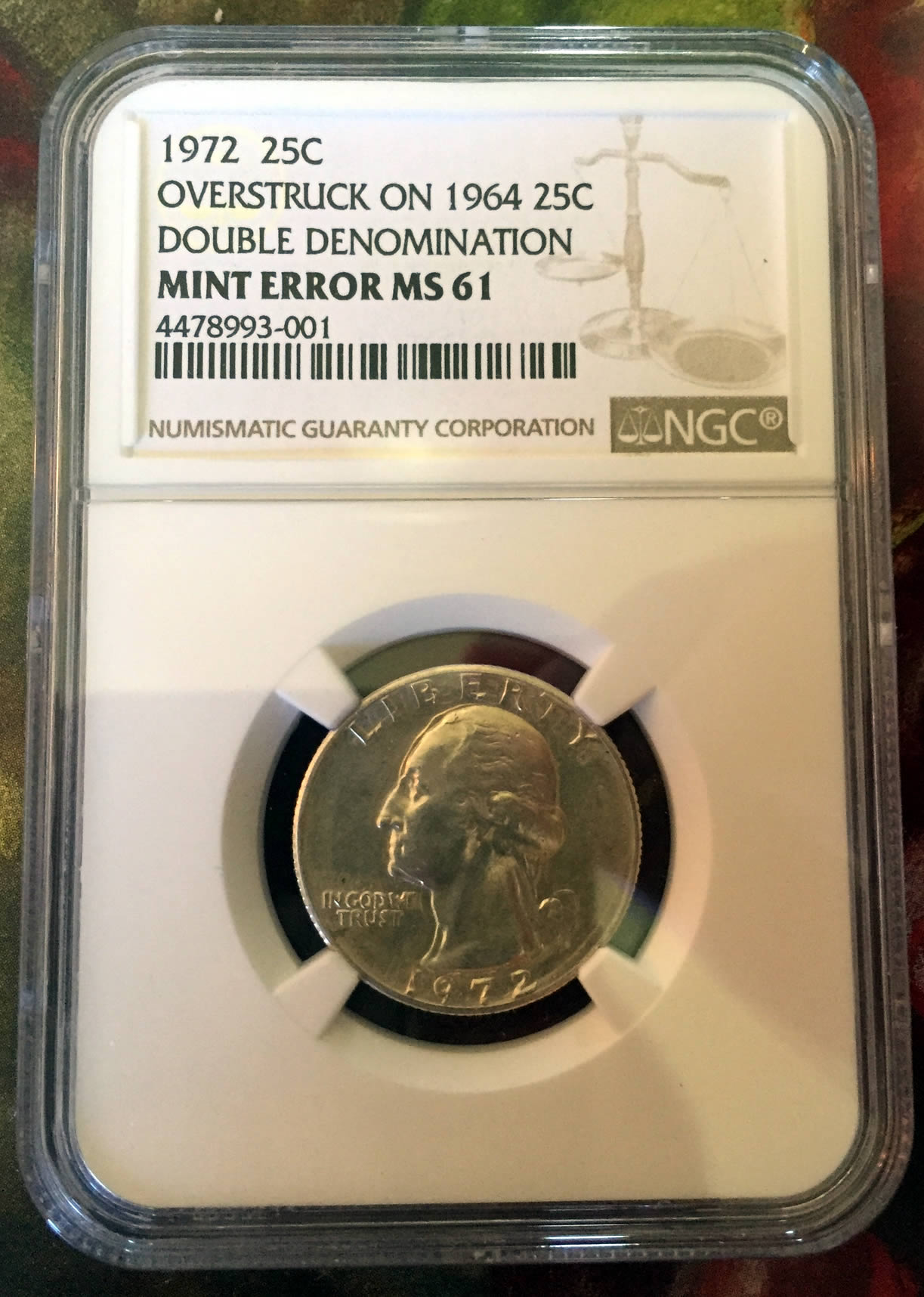 1972-Quarter-Struck-Over-1964-Silver-Quarter
