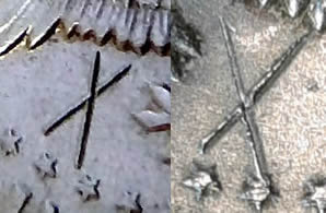 1964-Kennedy-Half-With-3-X-Shaped-Die-Crack-Marks-On-It
