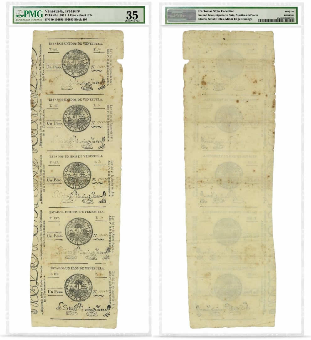 PMG-Certifies-Incredible-1811-Venezuelan-Uncut-Sheet